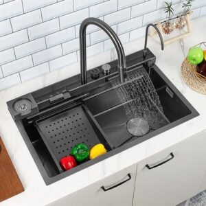 304 Stainless Steel Kitchen Nano Sink Waterfall Faucet Smart Sink Kitchen With Cup Washer